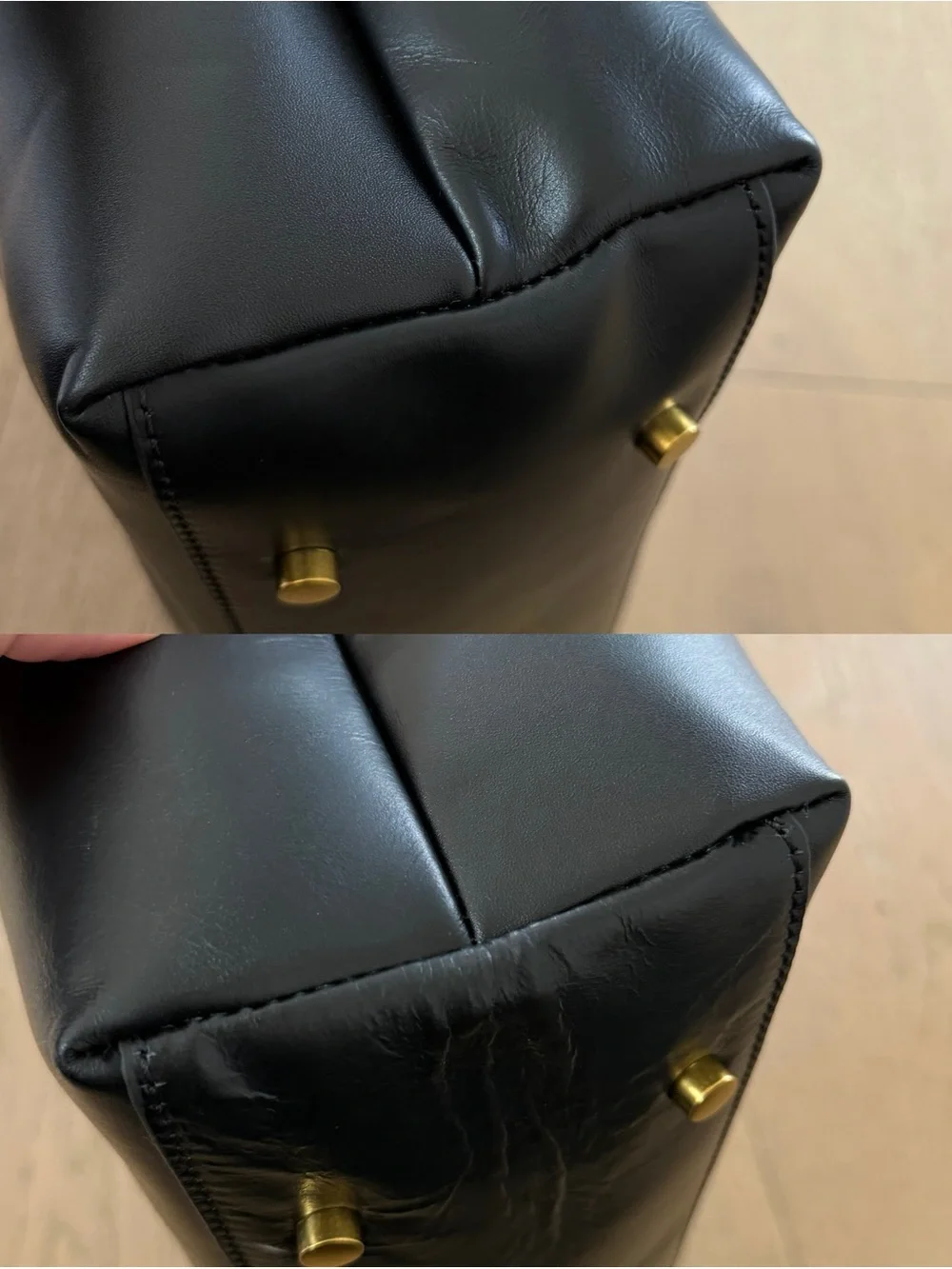 R. Riveter HARRIET TOTE BAG in Black Washed Canvas + Black Leather